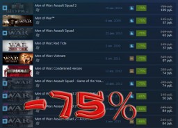 Скидки 75% на всю серию Men of War и 50% на пакет DLC BoE: Season Pass